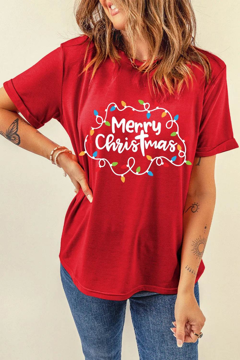 MERRY CHRISTMAS Round Neck Short Sleeve T-Shirt for a perfect OOTD – dress to impress outfits from Amexza