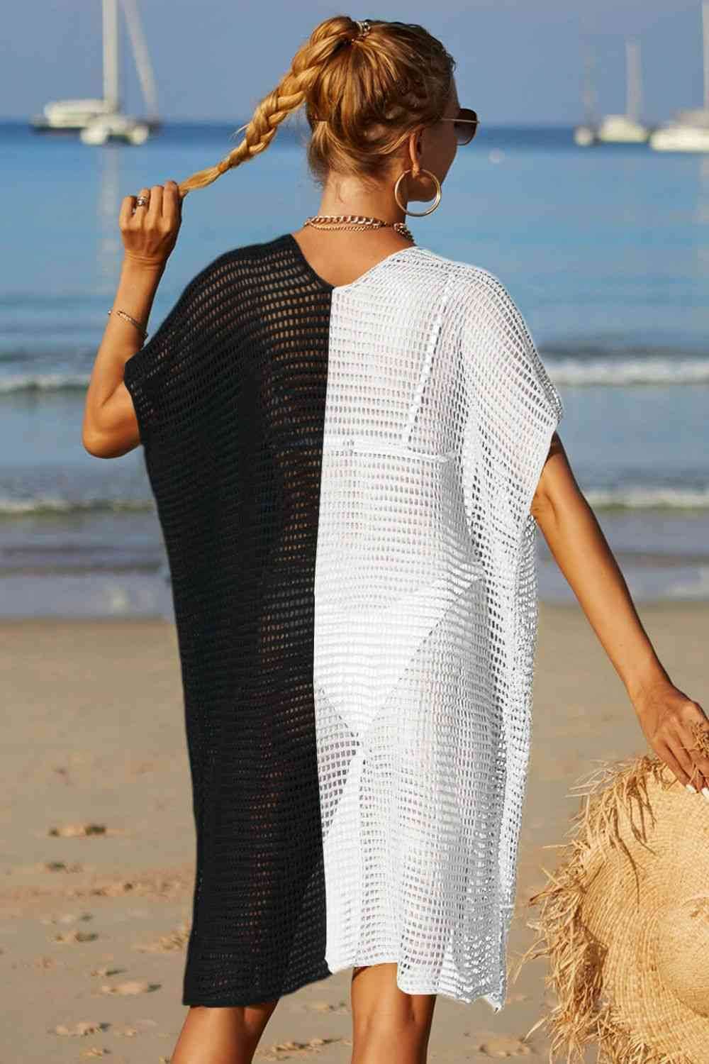 Angel Wings Two-Tone Side Slit Open Front Cover Up for a perfect OOTD – dress to impress outfits from Amexza