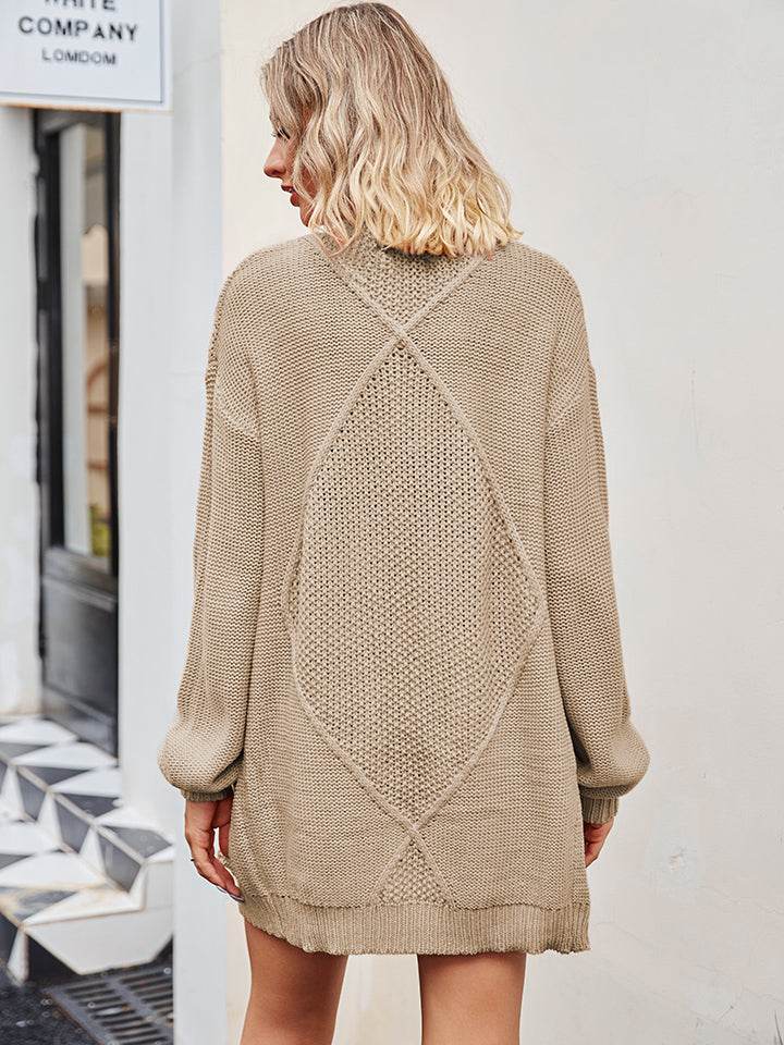 Cable-Knit Long Sleeve Cardigan for a perfect OOTD – dress to impress outfits from Amexza