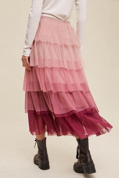 Elastic Waist Layered Tulle Midi Skirt for a perfect OOTD – dress to impress outfits from Amexza