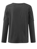 Full Size Cutout Round Neck Long Sleeve T-Shirt - Amexza