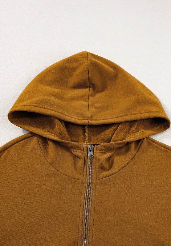 Contrast Half Zip Long Sleeve Hoodie - Amexza