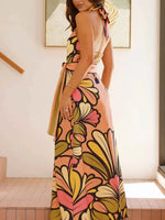 Printed Halter Neck Maxi Cami Dress