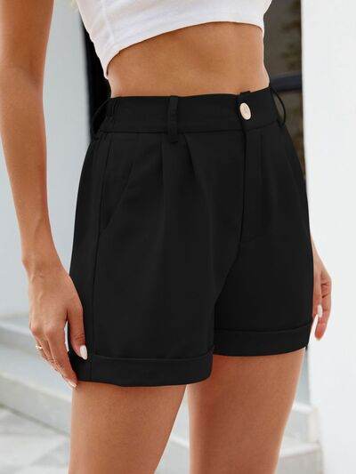 Roll Trim Half Elastic Waist Shorts for a perfect OOTD – dress to impress outfits from Amexza