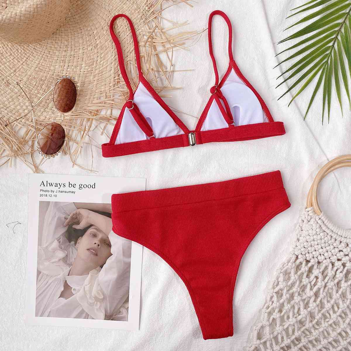 Spaghetti Strap Ribbed Bikini Set for a perfect OOTD – dress to impress outfits from Amexza