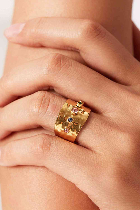 18K Gold-Plated Zircon Ring Gold One Size for a perfect OOTD – dress to impress outfits from Amexza