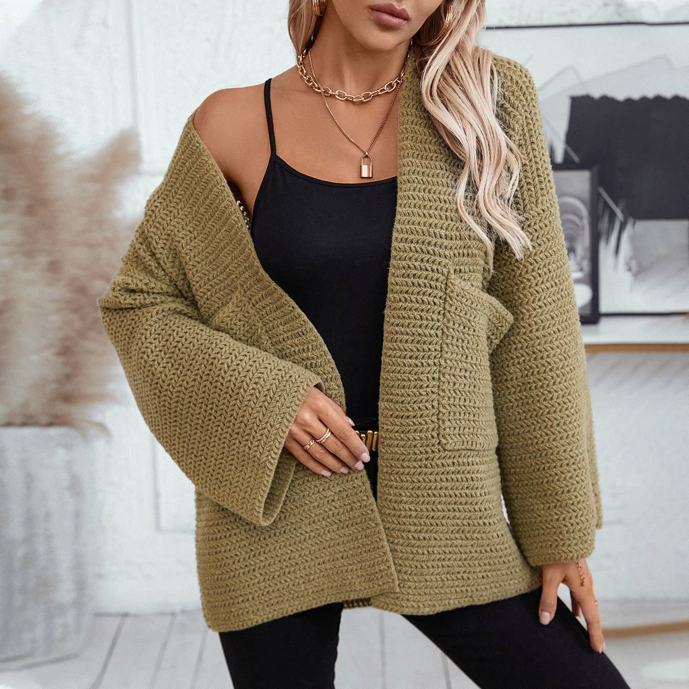 Open Front Long Sleeve Cardigan for a perfect OOTD – dress to impress outfits from Amexza