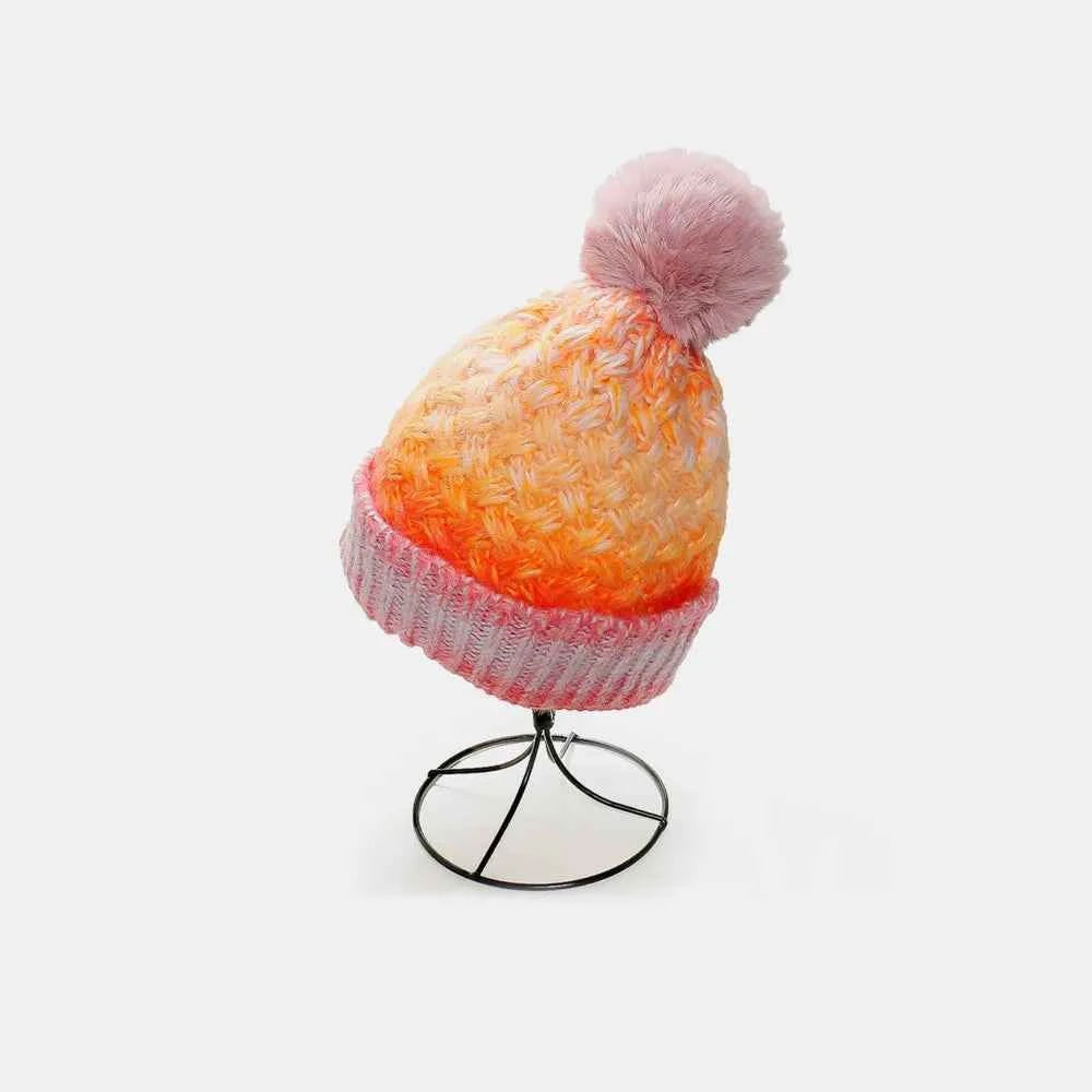 Gradient Knit Hat with Pompom Orange One Size for a perfect OOTD – dress to impress outfits from Amexza