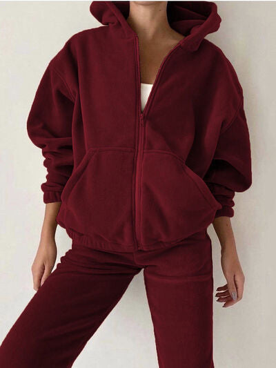 Zip Up Long Sleeve Hoodie and Joggers Set for a perfect OOTD – dress to impress outfits from Amexza