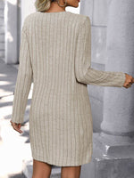 Perfee V-Neck Long Sleeve Knit Dress for a perfect OOTD – dress to impress outfits from Amexza