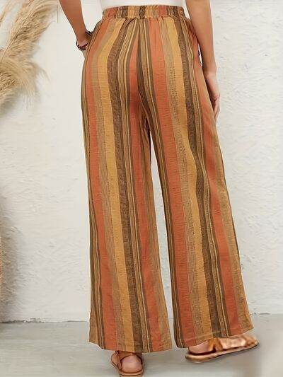 Full Size Drawstring Striped Wide Leg Pants for a perfect OOTD – dress to impress outfits from Amexza