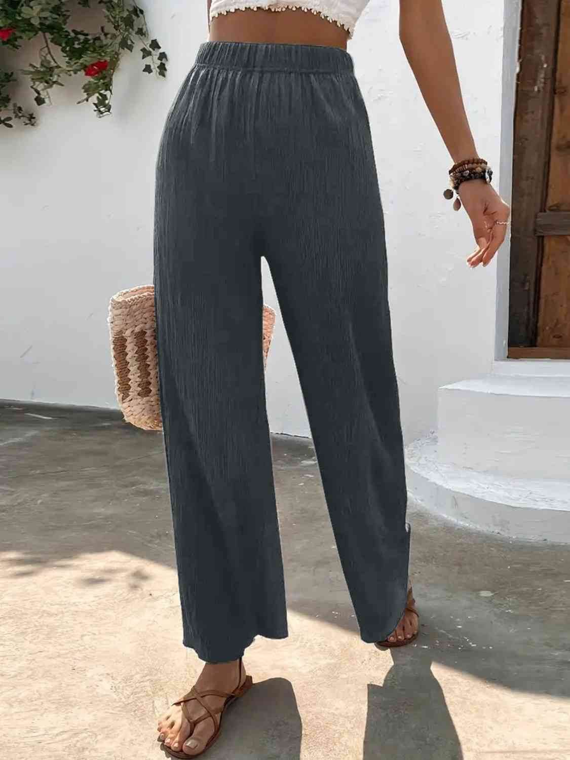 Full Size High Waist Wide Leg Pants for a perfect OOTD – dress to impress outfits from Amexza