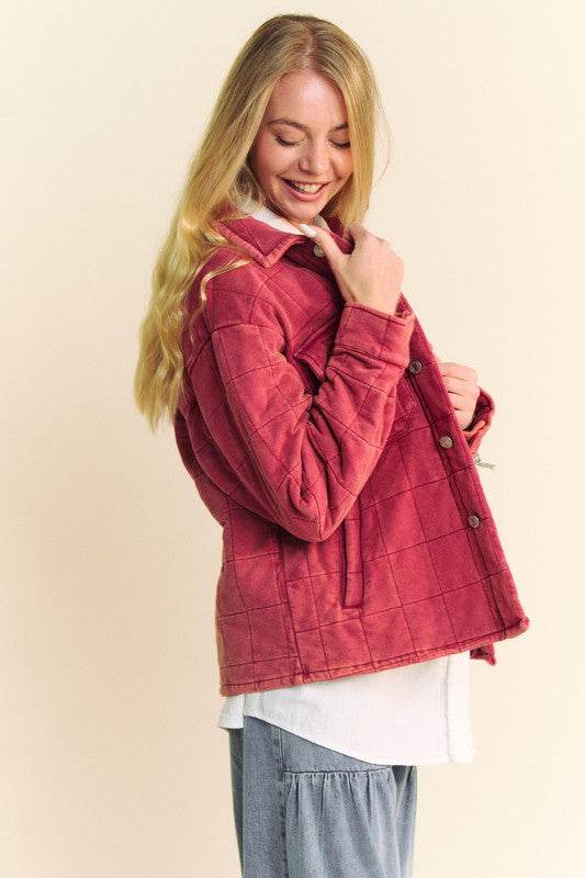 Davi & Dani Quilted Button Down Shacket with Chest Pockets for a perfect OOTD – dress to impress outfits from Amexza