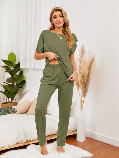 Boat Neck Top and Pants Lounge Set Matcha Green for a perfect OOTD – dress to impress outfits from Amexza