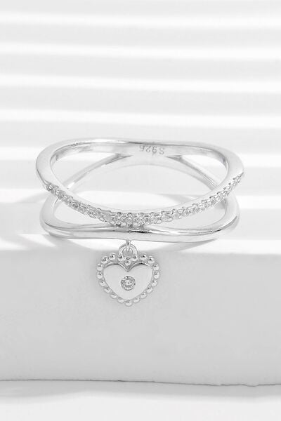 925 Sterling Silver Zircon Heart Charm Ring for a perfect OOTD – dress to impress outfits from Amexza