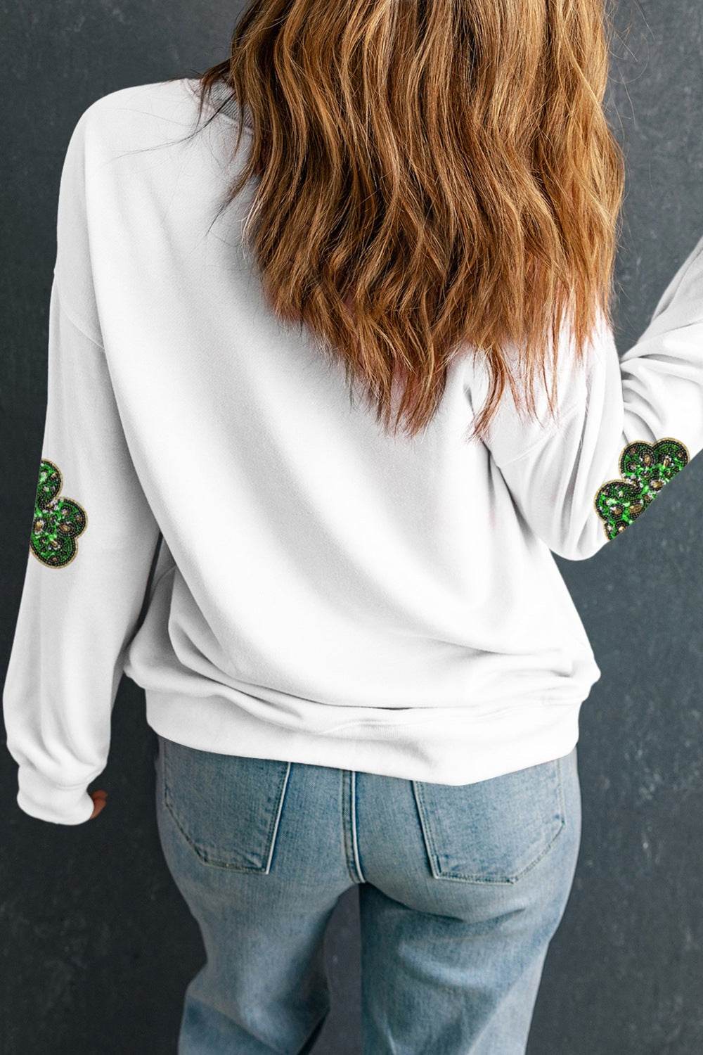 Sequin Lucky Clover Long Sleeve Sweatshirt for a perfect OOTD – dress to impress outfits from Amexza