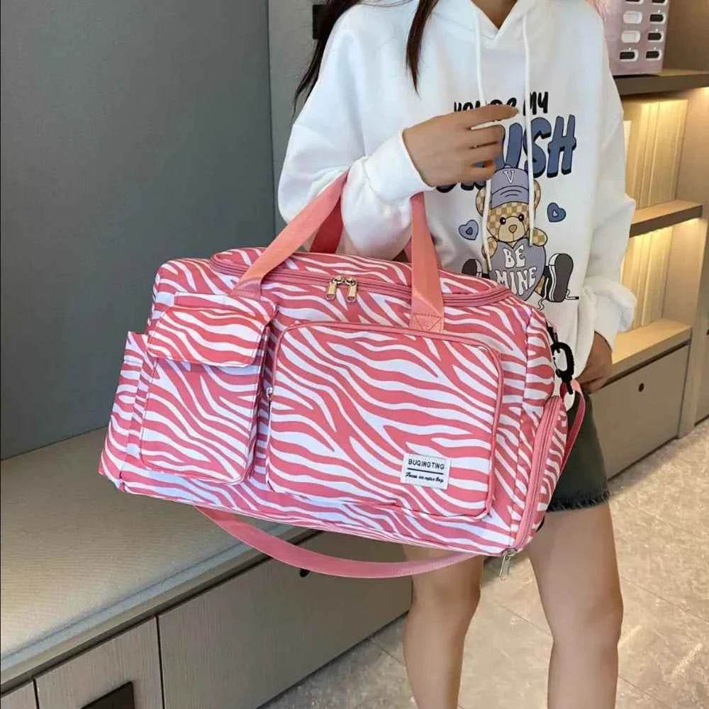 Oxford Cloth Animal Print Travel Bag Pink One Size for a perfect OOTD – dress to impress outfits from Amexza