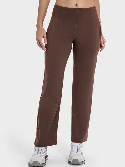 Millennia Pocketed High Waist Active Pants - Amexza