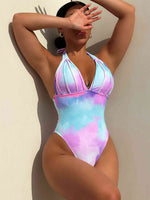 Tie-Dye Halter Neck One-Piece Swimsuit Multicolor S for a perfect OOTD – dress to impress outfits from Amexza
