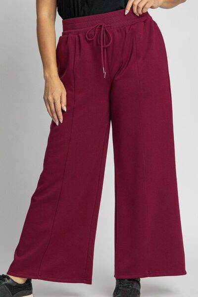 Umgee Full Size Drawstring Wide Leg Pants with Pockets - Amexza