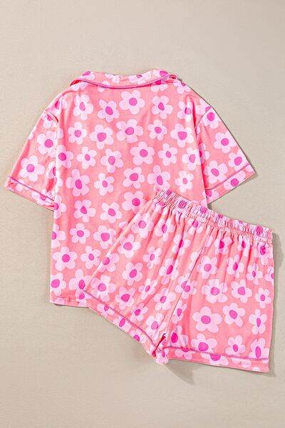 Pocketed Flower Half Sleeve Top and Shorts Lounge Set for a perfect OOTD – dress to impress outfits from Amexza