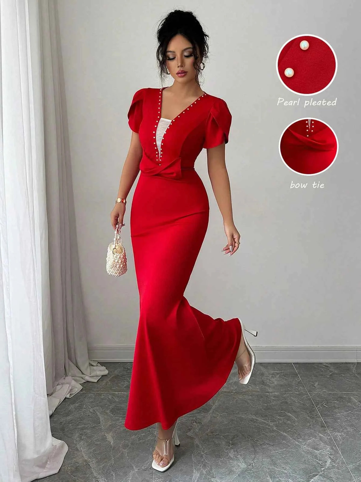 Petal Sleeve Mermaid Maxi Dress