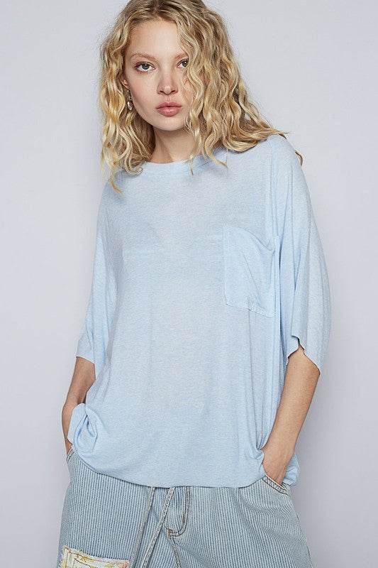 POL Round Neck Half Sleeve T-Shirt Light Blue for a perfect OOTD – dress to impress outfits from Amexza