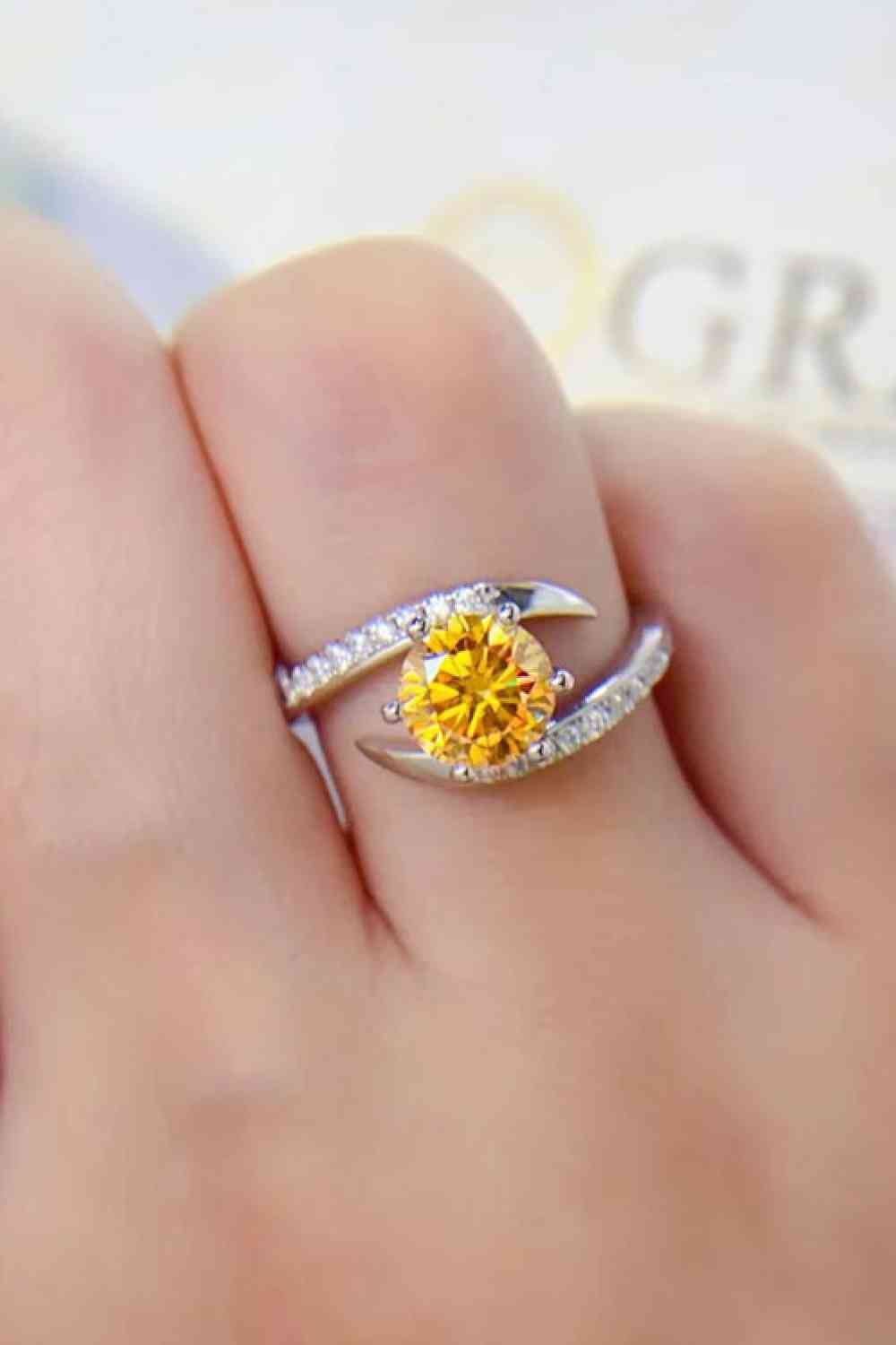 1 Carat Moissanite 925 Sterling Silver Ring Yellow for a perfect OOTD – dress to impress outfits from Amexza