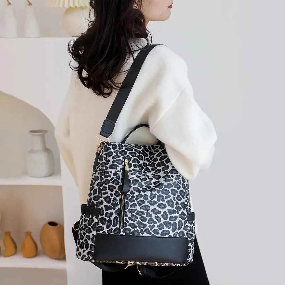 Leopard PU Leather Backpack Bag for a perfect OOTD – dress to impress outfits from Amexza