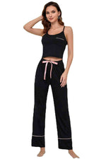Contrast Trim Cropped Cami and Pants Loungewear Set for a perfect OOTD – dress to impress outfits from Amexza