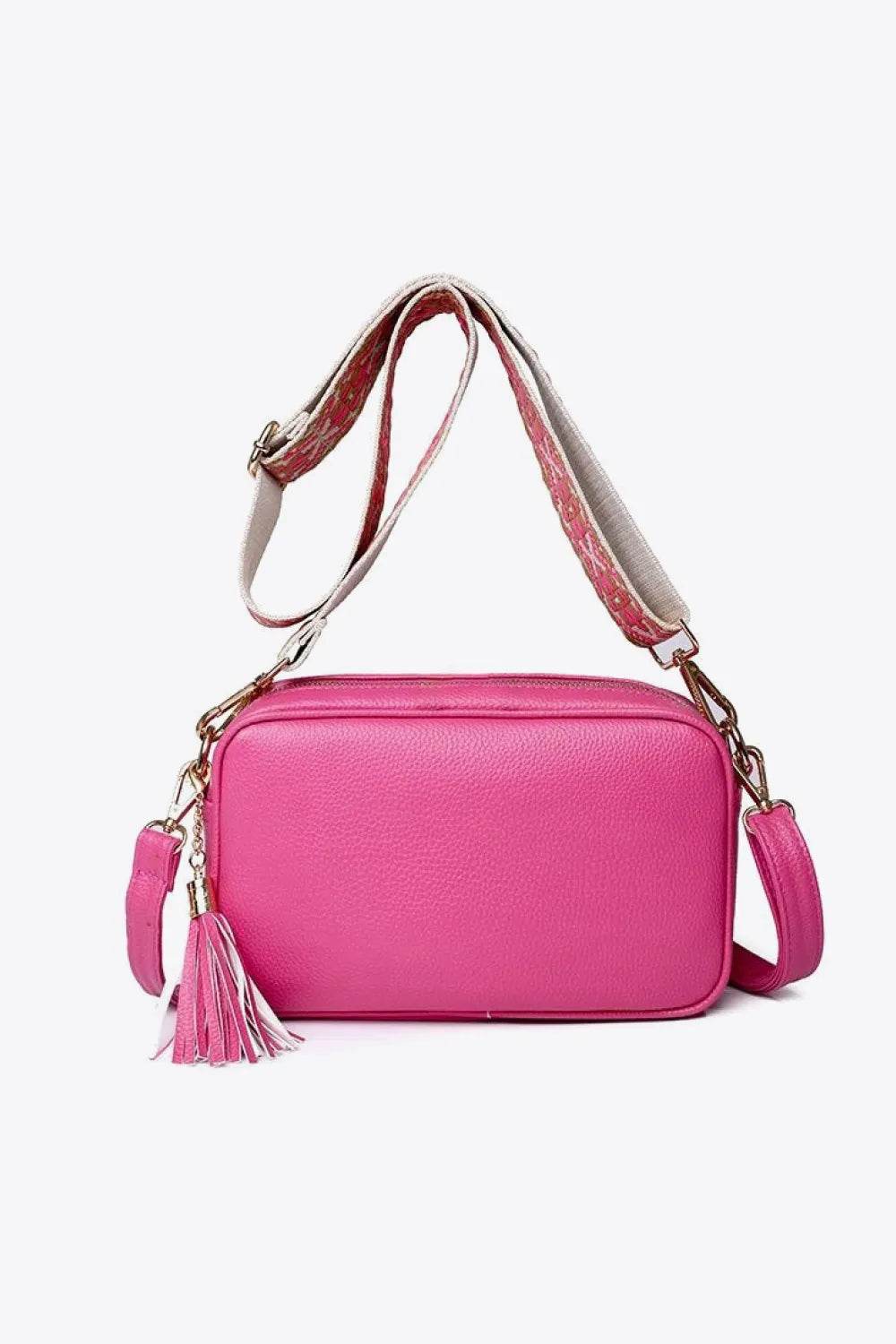 PU Leather Tassel Crossbody Bag Fuchsia Pink One Size for a perfect OOTD – dress to impress outfits from Amexza