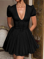 V-Neck Short Sleeve Mini Dress for a perfect OOTD – dress to impress outfits from Amexza