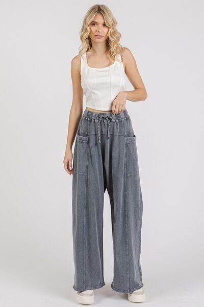 Mittoshop Mineral Wash Elastic Waist Barrel Leg Baggy Pants for a perfect OOTD – dress to impress outfits from Amexza