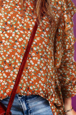 Floral Ruffled Long Sleeve Blouse - Amexza