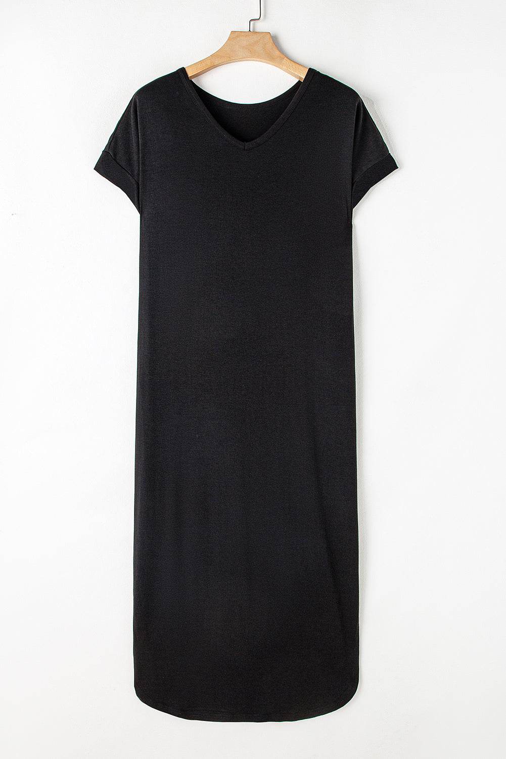 Slit Round Neck Short Sleeve Maxi Dress - Amexza