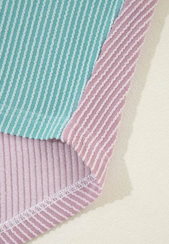 Color Block Corded Button Up Shacket - Amexza