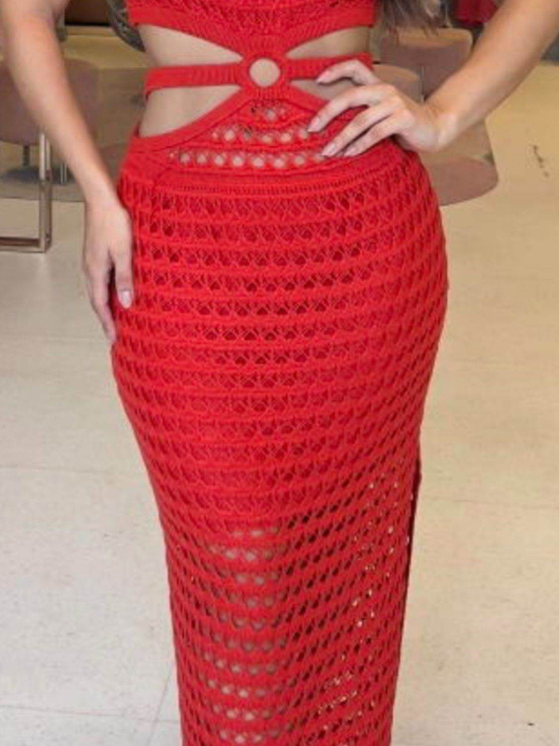 Cutout Slit Round Neck Sweater Dress for a perfect OOTD – dress to impress outfits from Amexza