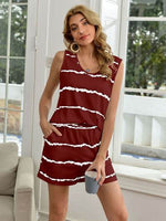 Striped Round Neck Tank and Shorts Lounge Set for a perfect OOTD – dress to impress outfits from Amexza