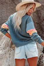 Color Block Round Neck Long Sleeve Sweatshirt for a perfect OOTD – dress to impress outfits from Amexza