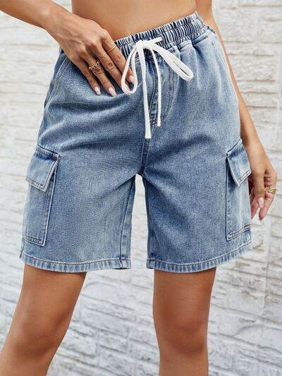 Drawstring Denim Shorts with Pockets for a perfect OOTD – dress to impress outfits from Amexza