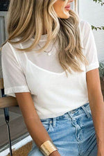 V-Neck Cami and Round Neck Short Sleeve Cover Up Set for a perfect OOTD – dress to impress outfits from Amexza