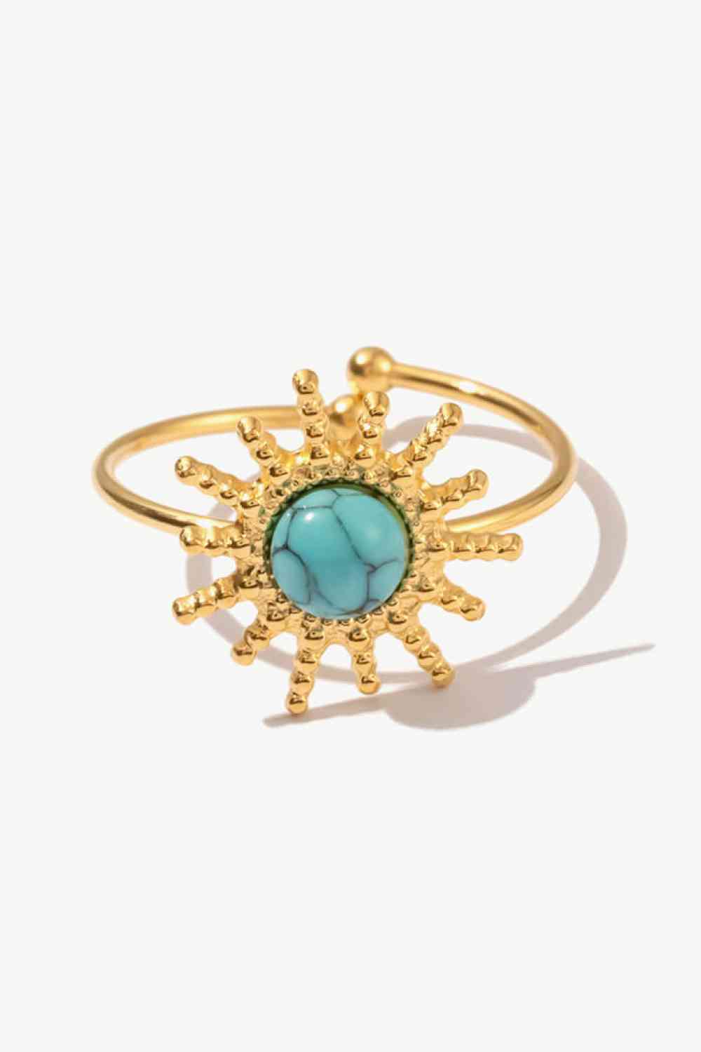 Natural Stone Sun Shape Open Ring Gold Blue One Size for a perfect OOTD – dress to impress outfits from Amexza