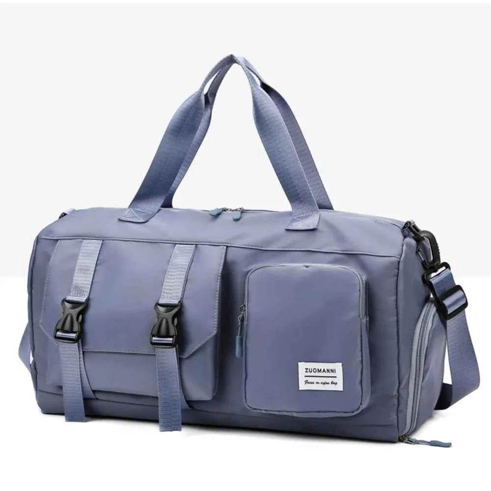 Oxford Cloth Multi-Pocket Travel Bag Light Indigo One Size for a perfect OOTD – dress to impress outfits from Amexza