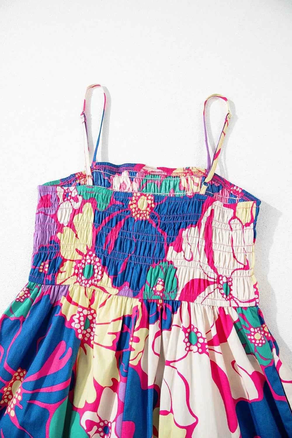 Floral Print Shirred Spaghetti Strap Loose Maxi Dress for a perfect OOTD – dress to impress outfits from Amexza