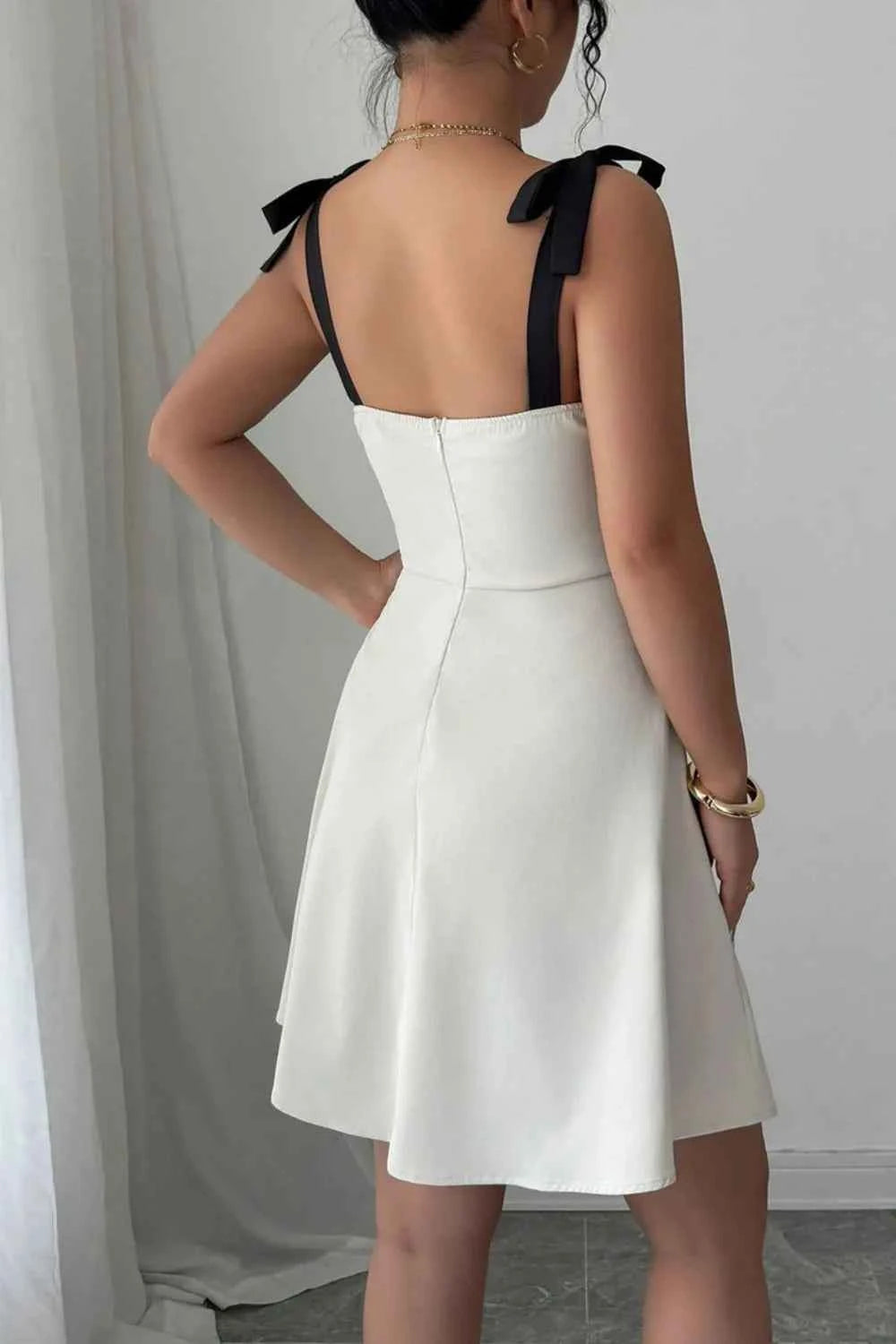Sweetheart Neck Tie Shoulder Dress
