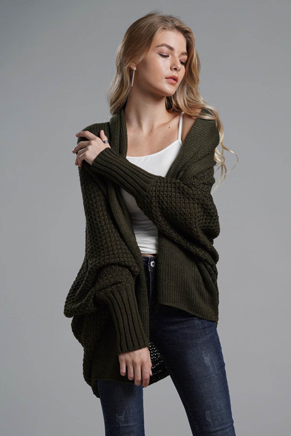 Open Front Batwing Sleeve Cardigan for a perfect OOTD – dress to impress outfits from Amexza