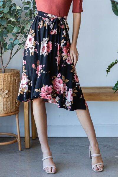 Reborn J Floral Wrap Ruffle Hem Skirt for a perfect OOTD – dress to impress outfits from Amexza