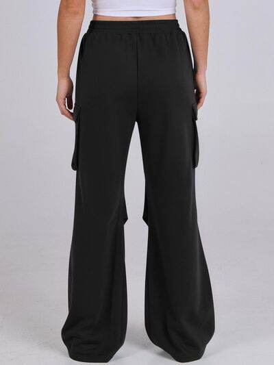 Elastic Waist Wide Leg Pants with Pockets for a perfect OOTD – dress to impress outfits from Amexza