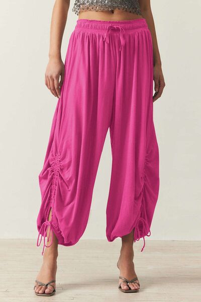 Drawstring Ruched Pants Hot Pink for a perfect OOTD – dress to impress outfits from Amexza