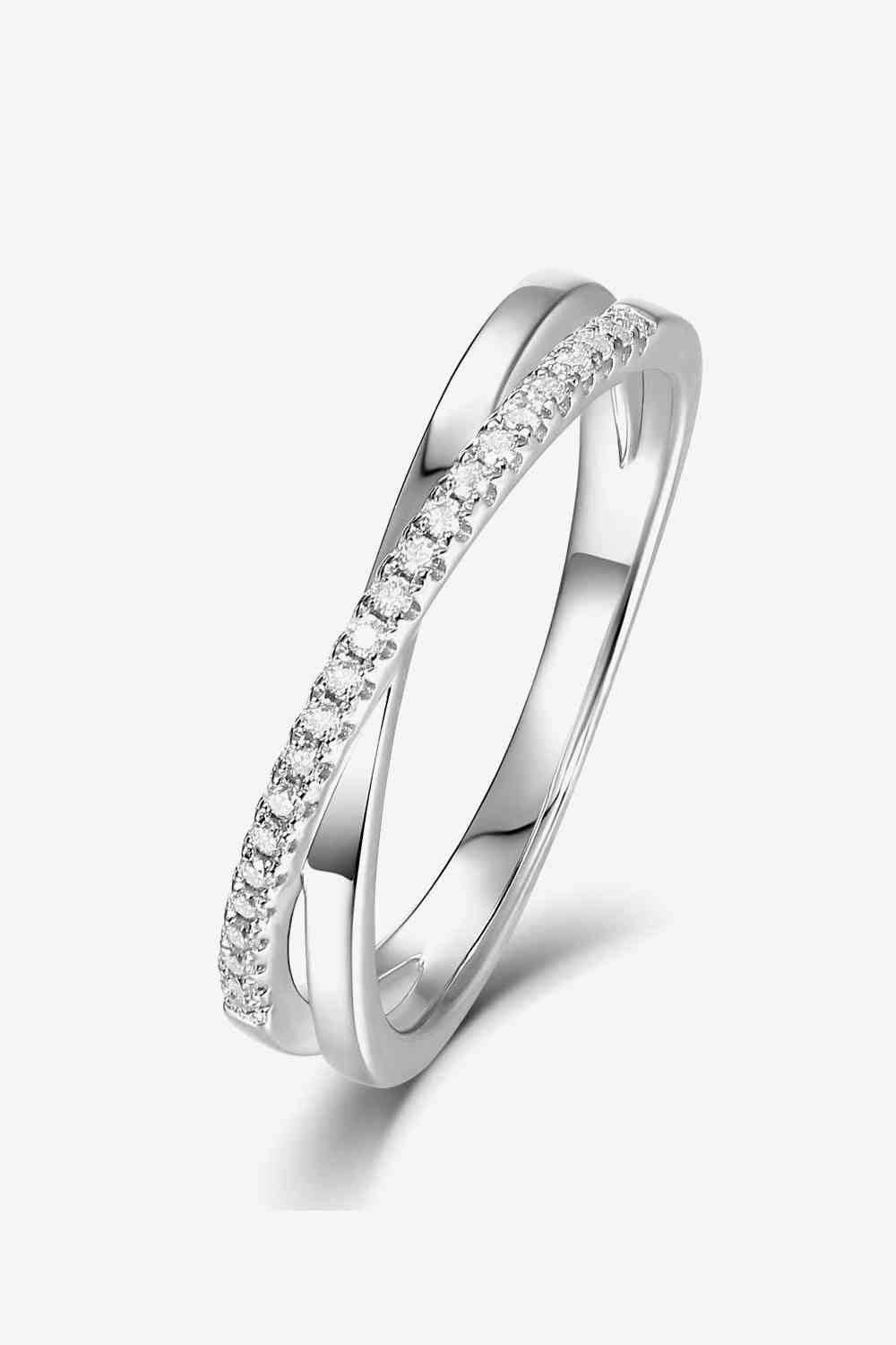 Adored Moissanite Crisscross 925 Sterling Silver Ring Silver for a perfect OOTD – dress to impress outfits from Amexza